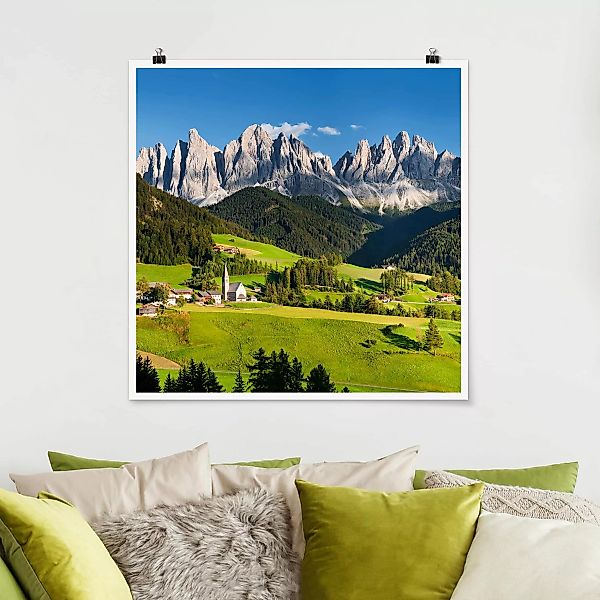 Poster - Quadrat Geislerspitzen in Südtirol günstig online kaufen