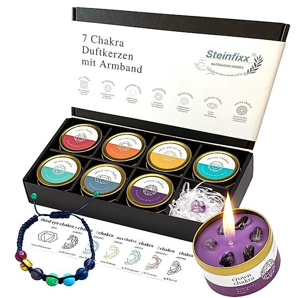 Steinfixx® Duftkerze Sieben Chakra Edelstein Duftkerzen günstig online kaufen