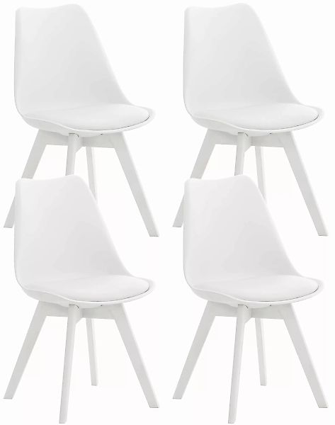 4er Set Esszimmerstuhl Linares-weiß/weiß-Kunststoff günstig online kaufen