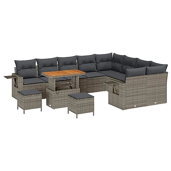 vidaXL Garten-Sofa-Set 12-Tlg Grau Poly Rattan 3361788 günstig online kaufen