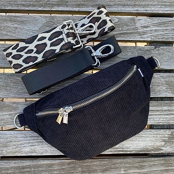 MAONI Bauchtasche Cord Schwarz mit zwei günstig online kaufen