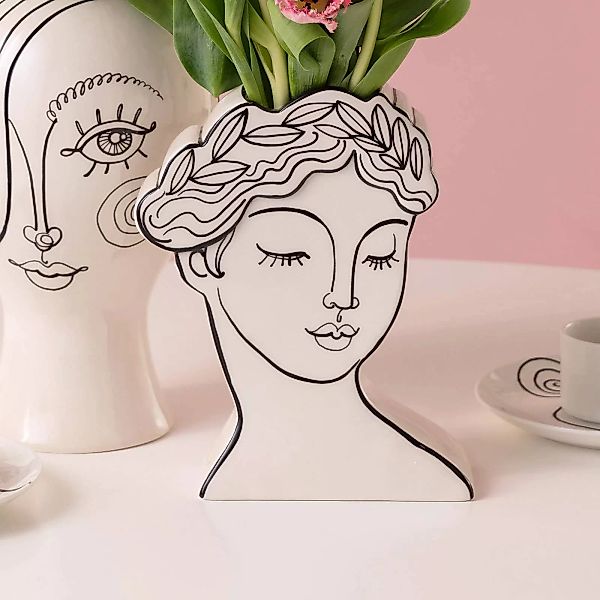 KARE Vase Favola Lady, Höhe 25 cm, Keramik, schwarz/weiß günstig online kaufen