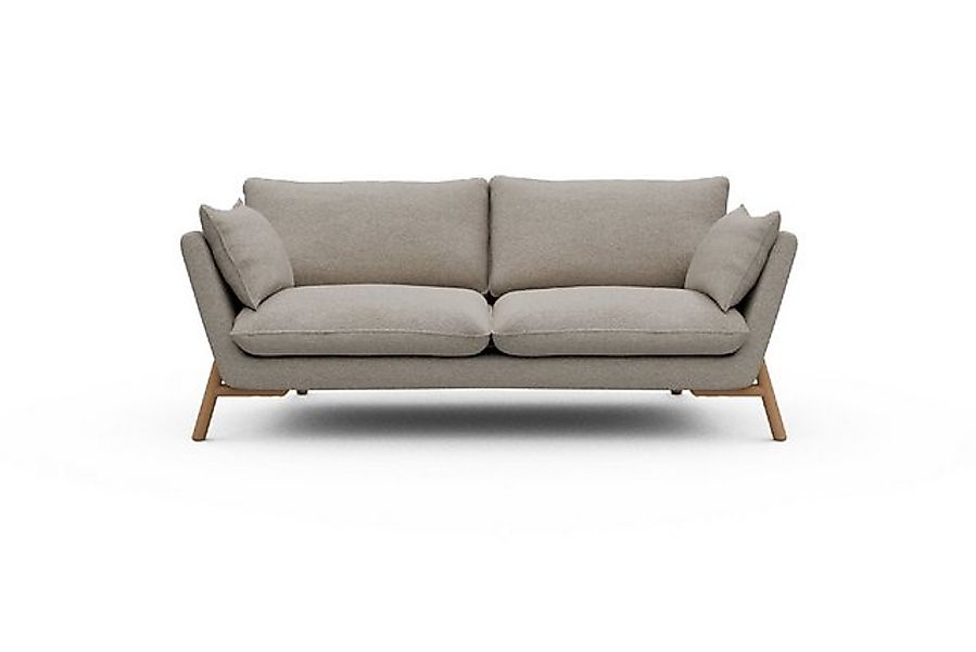 moebelfaktor Sofa Emil 2-Sitzer Beinfarbe Eiche Natur, schräg gestellte Arm günstig online kaufen
