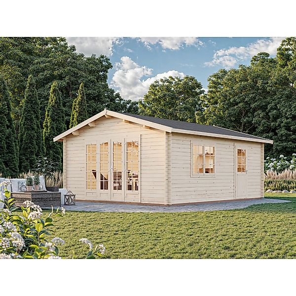 Palmako Gartenhaus Irene 450 x 550 cm Lackiert Grau-Weiß FSC® günstig online kaufen