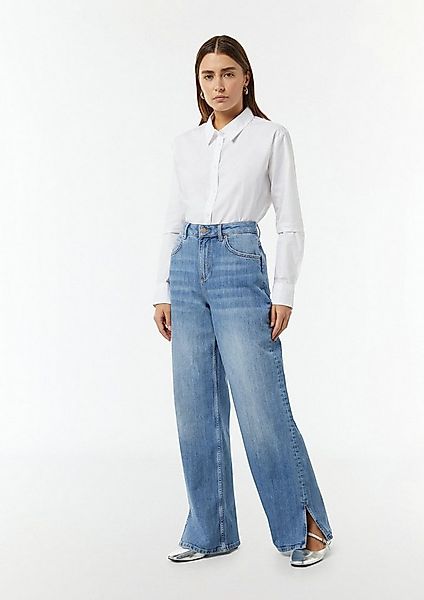 comma Weite Jeans Jeans-Hose Wide-Leg-Jeans mit geschlitztem Saum günstig online kaufen
