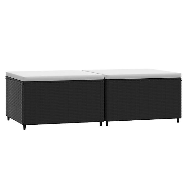 VidaXL Gartenhocker mit Kissen 2 Stk. Schwarz Poly Rattan 2 günstig online kaufen