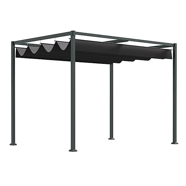 Outsunny Pergola Metall Polyester Schwarz 298L x 213B x 221H cm günstig online kaufen