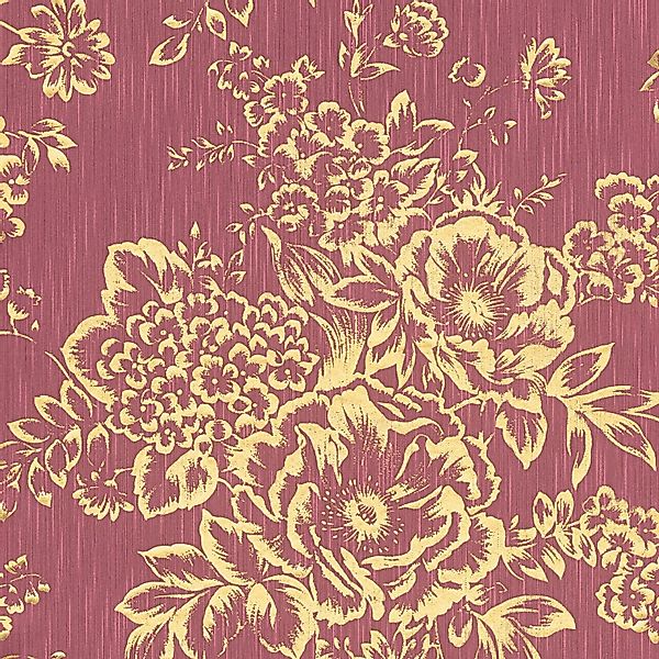 PROFHOME 306576-GU Blumen Tapete Floral dezent schimmernd Gold Rot 0,53 m x günstig online kaufen