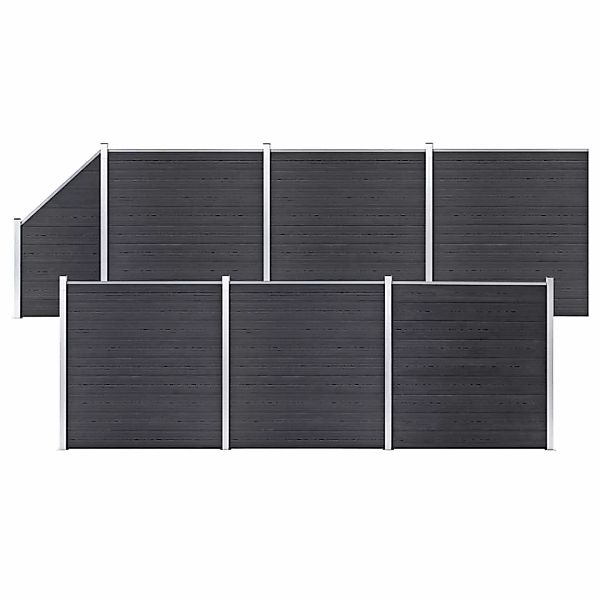 Wpc Zaun-set 6 Quadrate + 1 Schräge 1138x186 Cm Grau günstig online kaufen