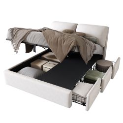 Flieks Polsterbett, Hydraulisches Stauraumbett Doppelbett 140x200cm günstig online kaufen