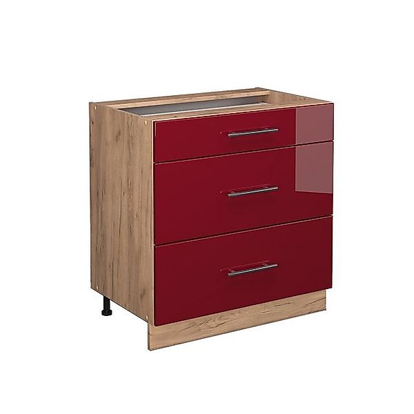 Vicco Unterschrank Fame-Line Bordeaux Hochglanz/Eiche 80cm, ohne Arbeitspla günstig online kaufen