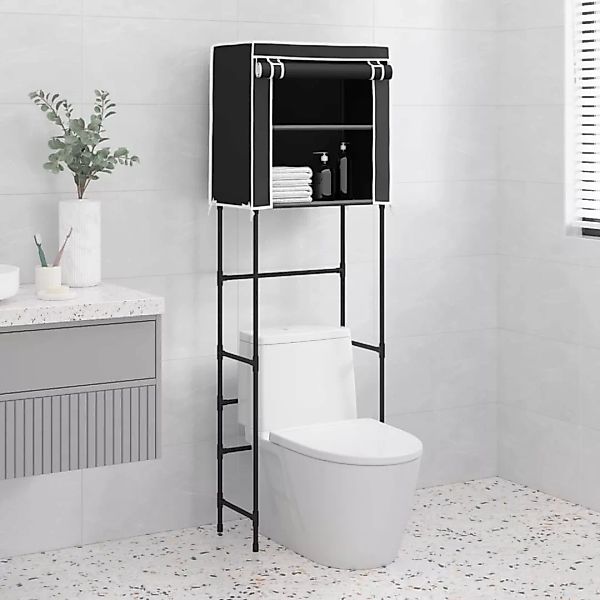 Vidaxl Toilettenregal 2 Ablagen Schwarz 56x30x170 Cm Eisen günstig online kaufen
