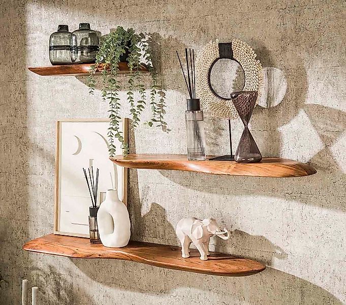 Maison ESTO Wandregal Regale NATUR aus Akazienholz massiv organische Form günstig online kaufen