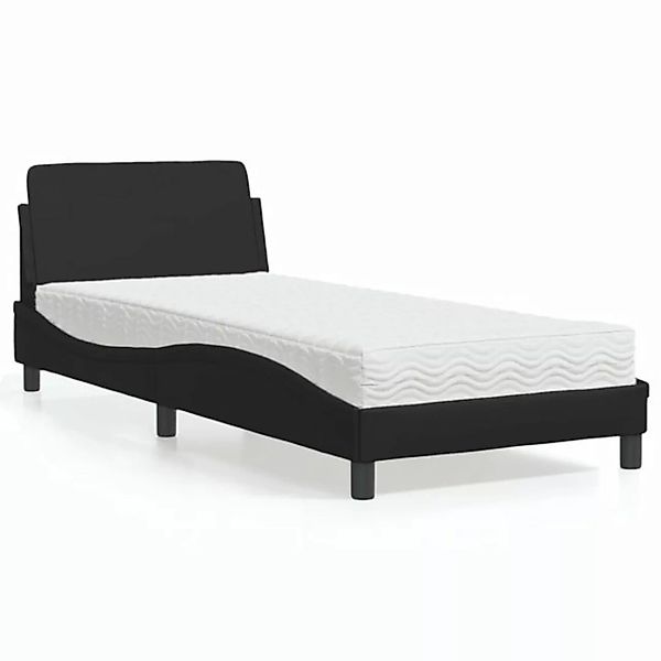 vidaXL Bett Bett mit Matratze Schwarz 90x200 cm Kunstleder günstig online kaufen