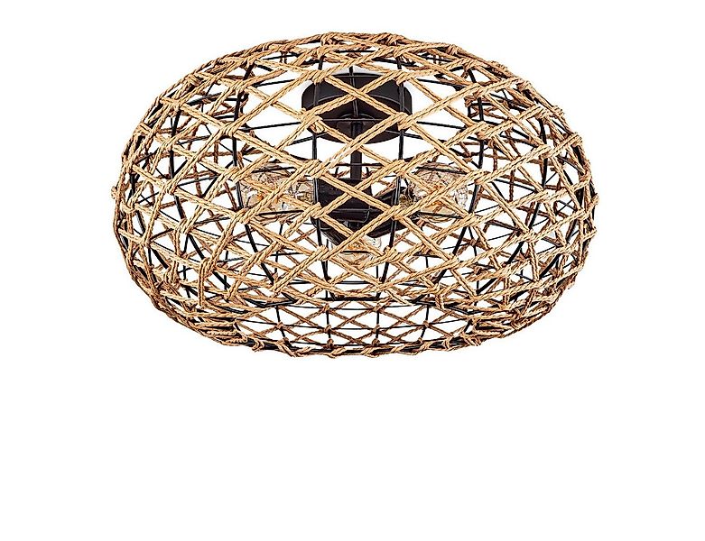 hofstein Deckenleuchte moderne Deckenlampe aus Holz/Rattan/Metall in Natur/ günstig online kaufen
