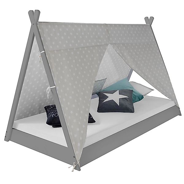 Homestyle4u Kinderbett 90 x 200 cm mit Lattenrost und Matratze in Grau 2085 günstig online kaufen