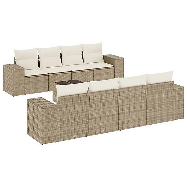 vidaXL 9-Tlg Garten-Sofagarnitur mit Kissen Beige Poly Rattan 3222347 günstig online kaufen