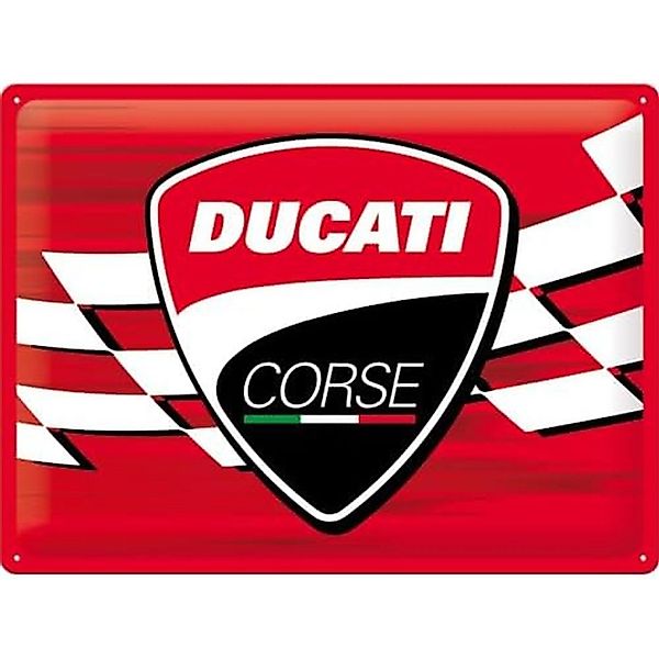 Nostalgic-Art Blechschild 30 x 40 cm - Ducati Corse - Logo Racing Flag günstig online kaufen