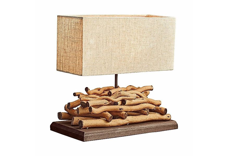 Mirabeau Tischleuchte Tischlampe Caribou leinen/braun günstig online kaufen