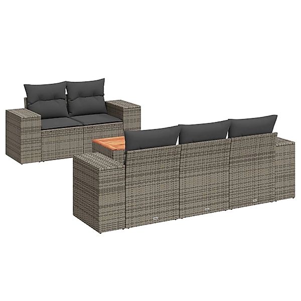 vidaXL 6-tlg Garten-Sofagarnitur mit Kissen Grau Poly Rattan Modell 16 günstig online kaufen