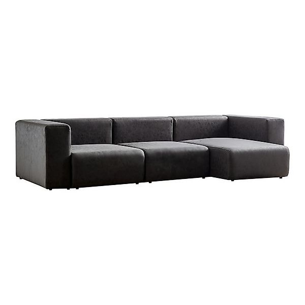 en.casa Sofa, 3 Teile, »Suldal« 3-Sitzer Modulsofa mit Longchair Wildlederi günstig online kaufen