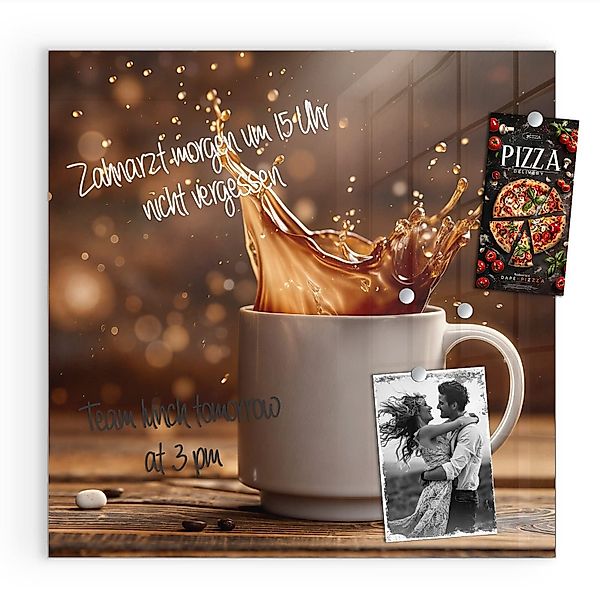 Primedeco Magnettafel Glas Kaffee Spritzer Pinnwand günstig online kaufen