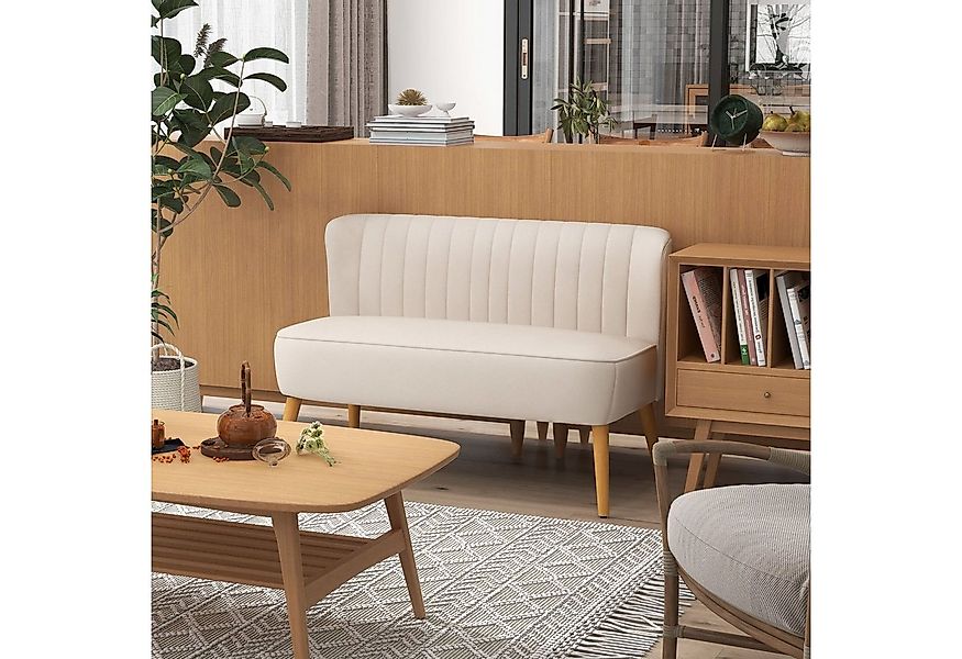 HOMCOM 2-Sitzer Zweisitzer, Loveseat mit Leinenoptik, Doppelsofa mit Holzbe günstig online kaufen