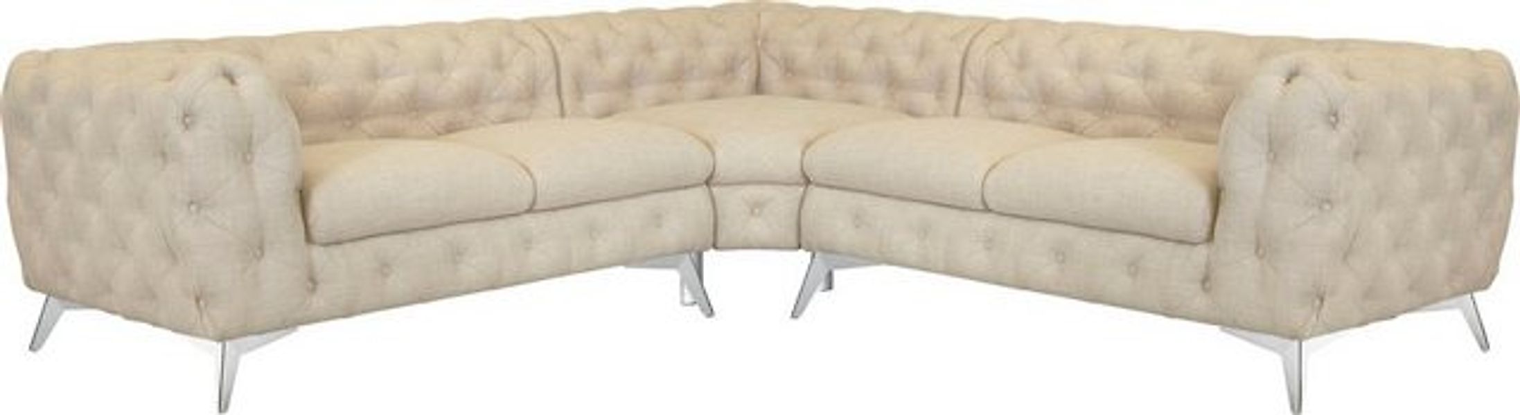 Leonique Chesterfield-Sofa Ecksofa GLYNIS L-Form mit Wellenunterfederung, M günstig online kaufen