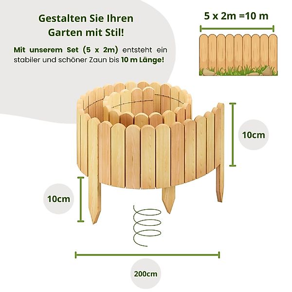 Floranica Palisade Beeteinfassung Beetumrandung Flexibler Holzzaun günstig online kaufen
