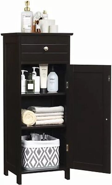COSTWAY® Badezimmerschrank Midischrank mit Schublade braun günstig online kaufen