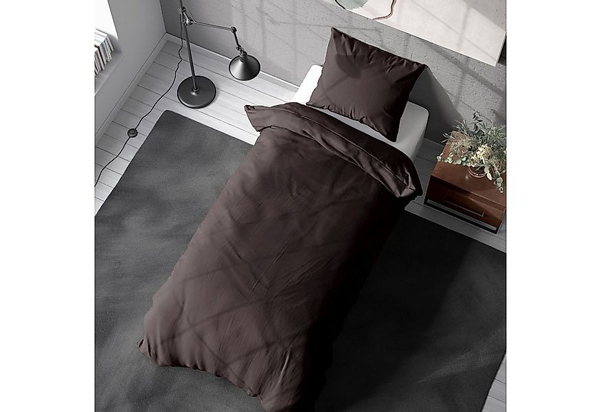 soma Bettwäsche Set Renforcé 135x200 Baumwolle uni braun, Bettbezug Kopfkis günstig online kaufen