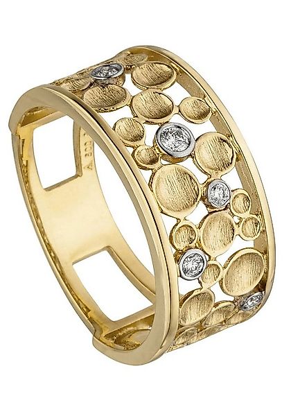 JOBO Fingerring Breiter Ring mit 5 Diamanten, breit 585 Gold günstig online kaufen