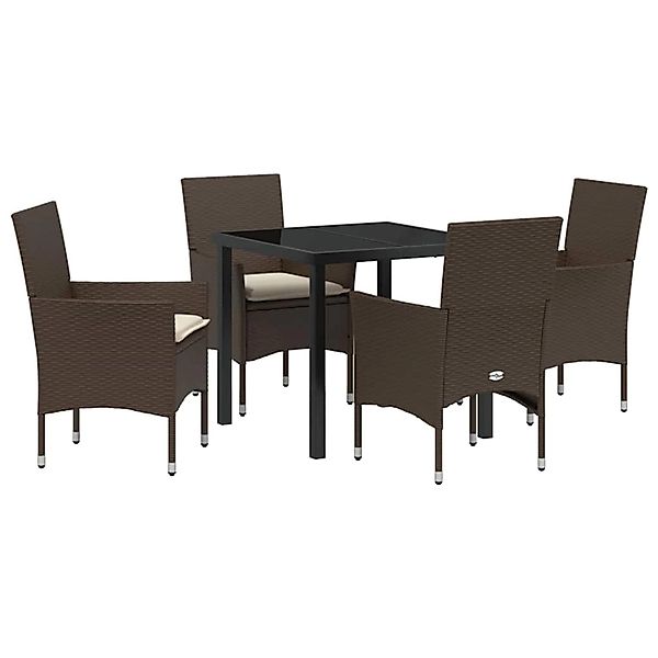 vidaXL Garten Essgruppe mit Kissen 5-Tlg Braun Poly Rattan 3379780 günstig online kaufen