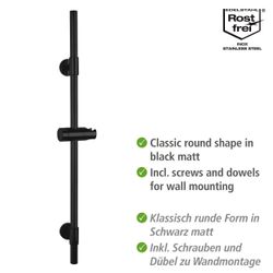 WENKO Duschstange "Basic" Schwarz günstig online kaufen