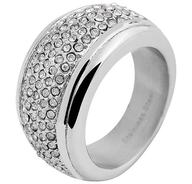Adelia´s Fingerring Damen Ring aus Edelstahl mit Strass Steinchen günstig online kaufen