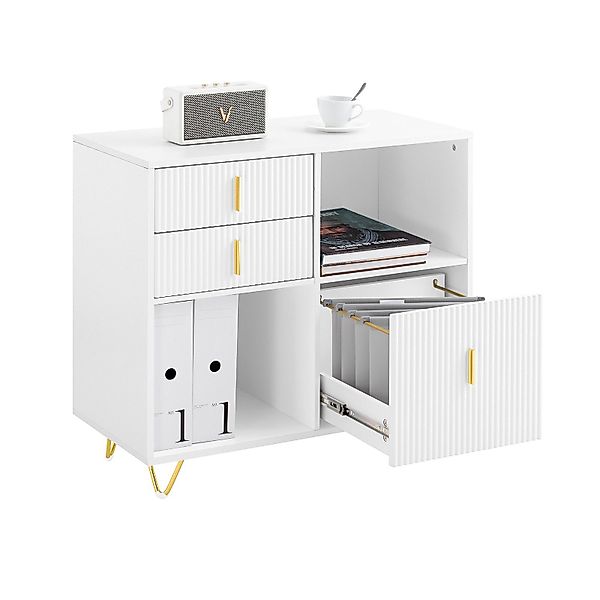 SoBuy Aktenschrank Druckertisch mit 3 Schubladen Sideboard für Büro Weiß AS günstig online kaufen