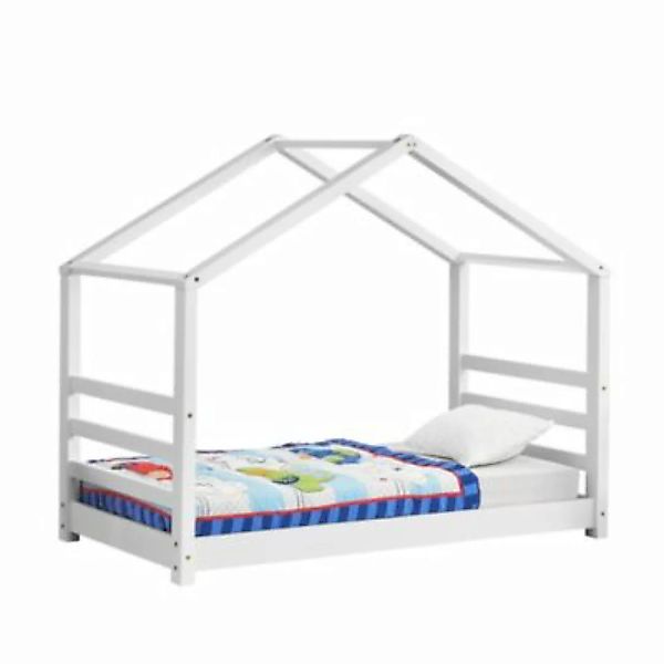 en.casa Kinderbett mit Lattenrost Hausbett Holz Weiß Bettenhaus Bett Jugend günstig online kaufen