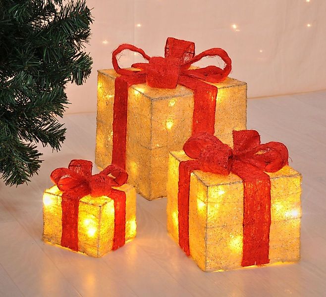 bonsport LED Dekoobjekt LED Beleuchtete Geschenkboxen 3er-Set günstig online kaufen