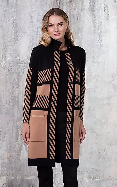 Passioni Cardigan Lange Jacke mit Stehkragen und Streifen günstig online kaufen