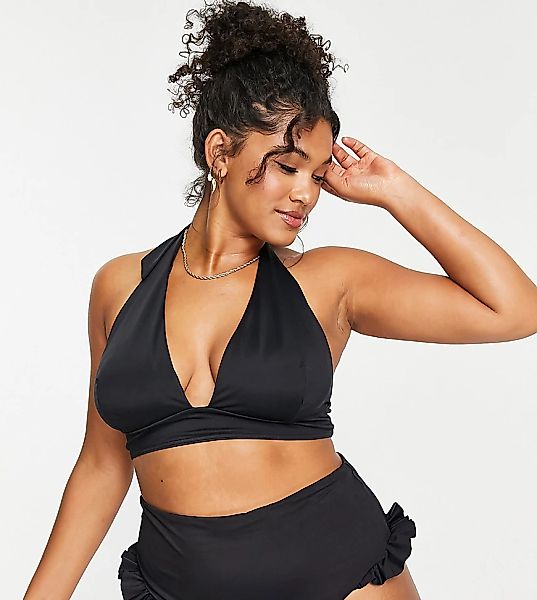 ASOS DESIGN Curve – Mix and Match – Bikinihose in Schwarz aus recyceltem Ma günstig online kaufen