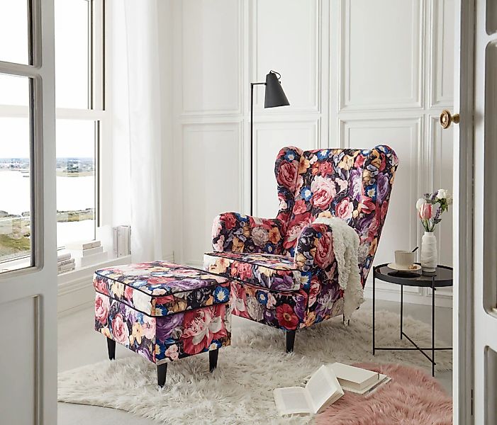 ED EXCITING DESIGN Ohrensessel "Laurel", mit Massivholzfüße günstig online kaufen