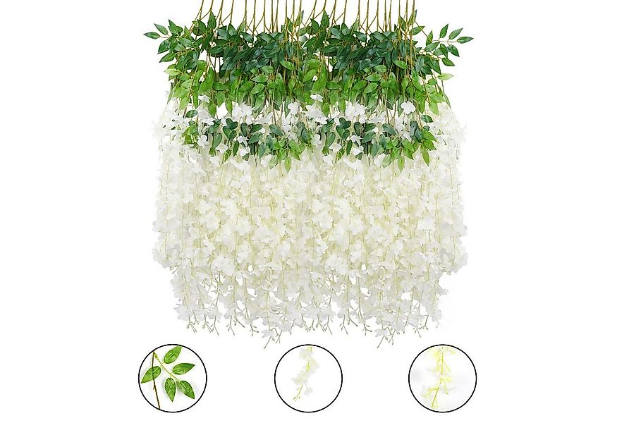 Kunstblumenstrauß 12er-Set Künstliche Glyzinien Blumenranken Deko Pflanze G günstig online kaufen