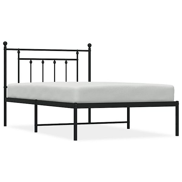 vidaXL Bettgestell, Bettrahmen mit Kopfteil Metall Schwarz 100x200 cm günstig online kaufen