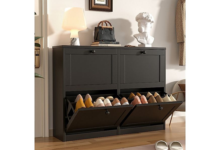 VOWNER Schuhschrank mit 8 Fächern – 4 Klappen und verstellbarer Schuhablage günstig online kaufen