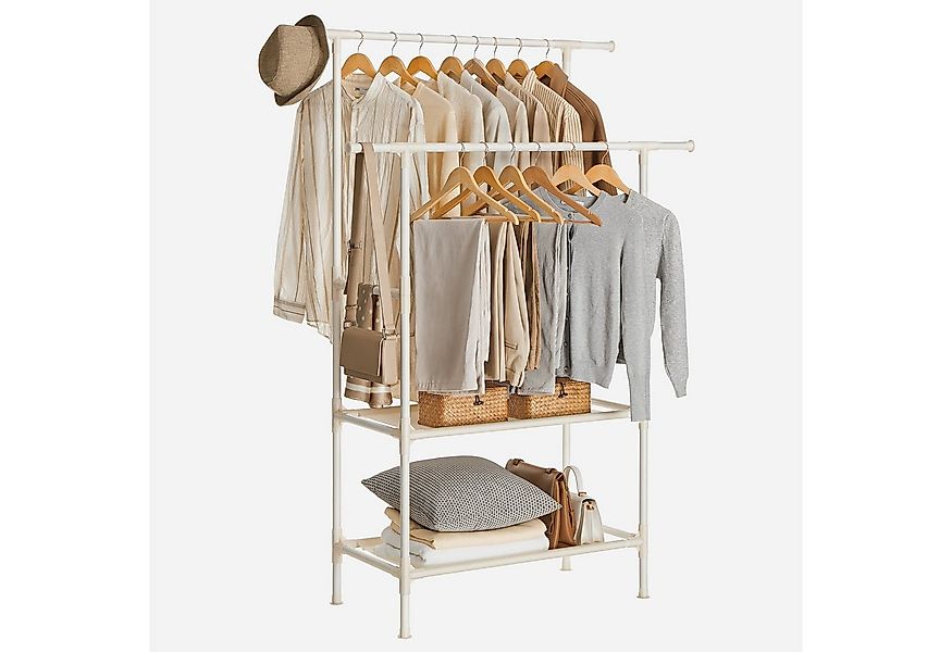 SONGMICS Kleiderständer, mit 2 Kleiderstangen, 2 Ablagen, bis 70 kg belastb günstig online kaufen