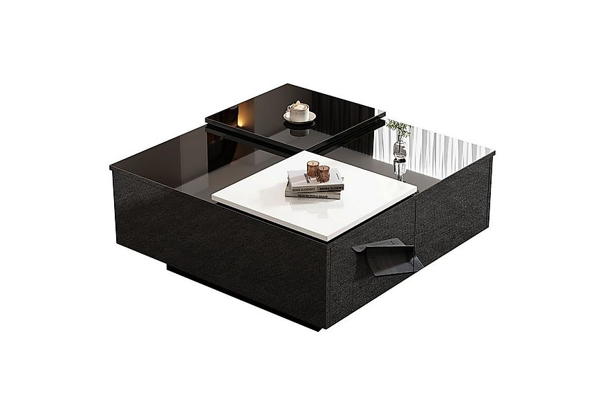 HAUSS SPOLE Couchtisch hochglänzend mit Einlegeböden, verschiebbare Tischpl günstig online kaufen