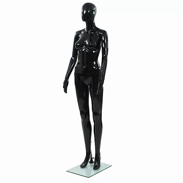 Weibliche Schaufensterpuppe Mit Glassockel Schwarz 175 Cm günstig online kaufen