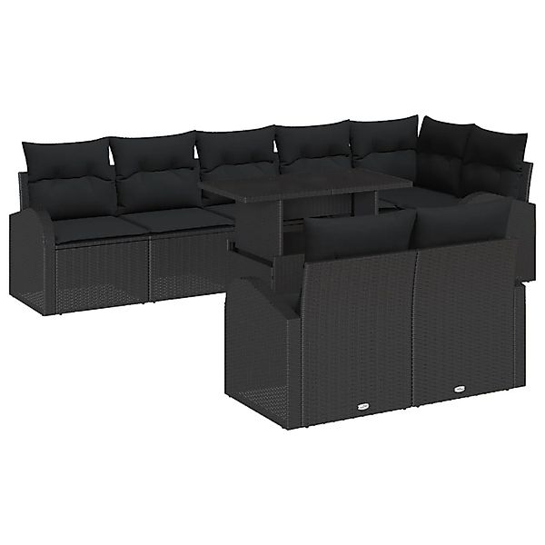 vidaXL Garten-Sofa-Set mit Speicher 9-Tlg Schwarz Poly Rattan 3357406 günstig online kaufen