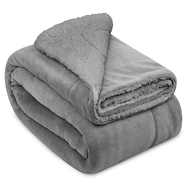 Wohndecke Alina, Beautissu, Sherpa Kuscheldecke hellgrau/hellgrau günstig online kaufen