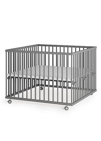 Sämann Babybett Laufgitter 100x100 cm grau Premium Kollektion Laufstall für günstig online kaufen